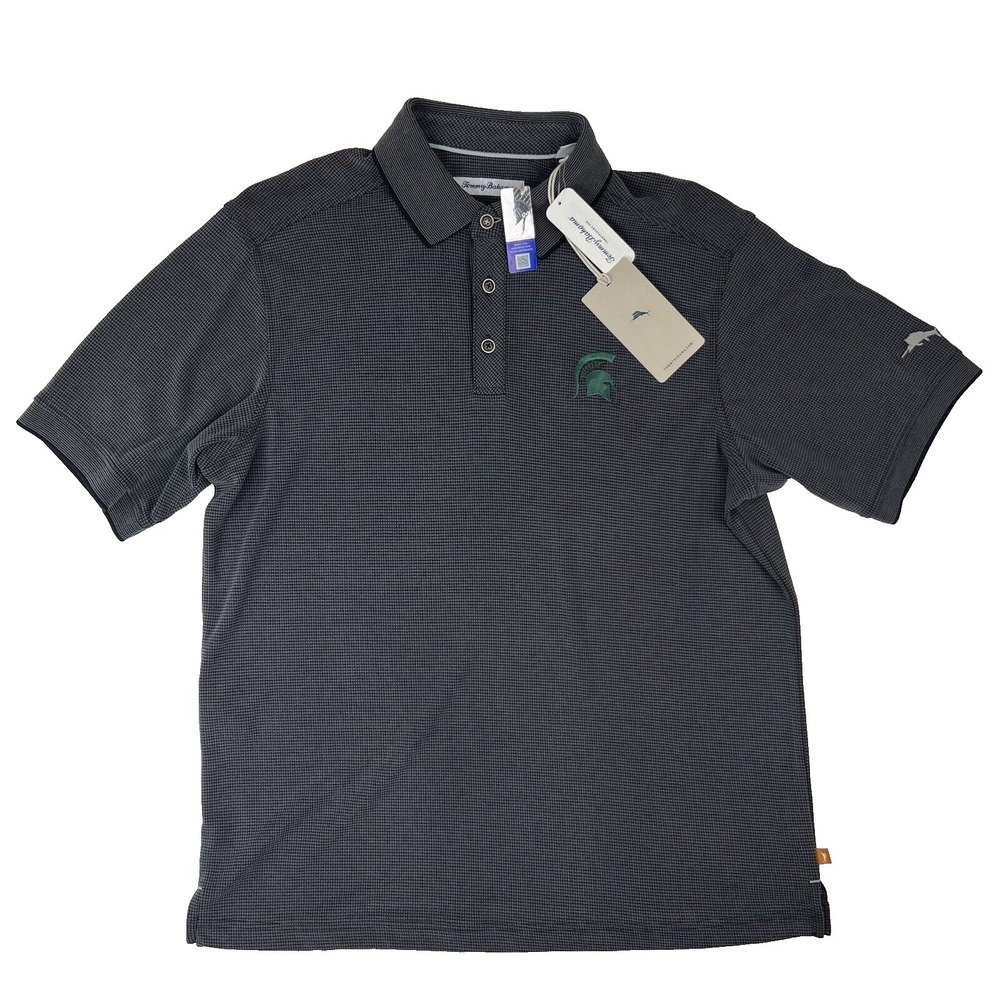 NWT Tommy Bahama Black & Gray Michigan State Core Polo Mens Size Small‎ S